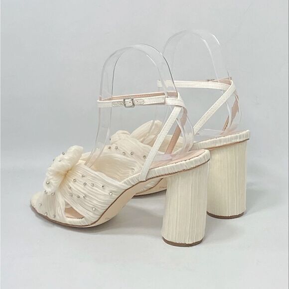 Loeffler Randall Camellia Pearl Rhinestone Bow Heel Sandals size 6.5 - Picture 9 of 13